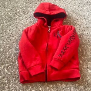 Calvin Klein Red Zip-Up Hoodie Sweatshirt